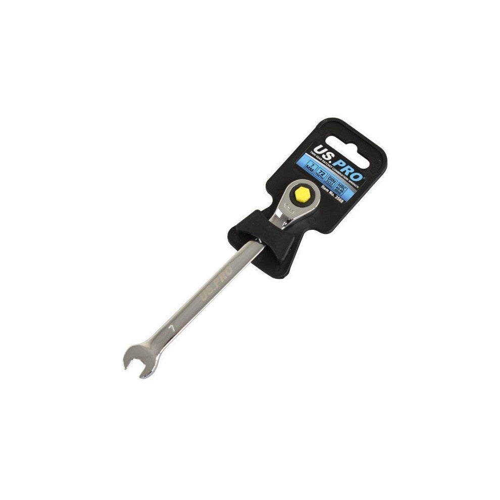 US PRO 7mm Ratchet Spanner Wrench 72 Teeth Combination Gear Polished Chrome