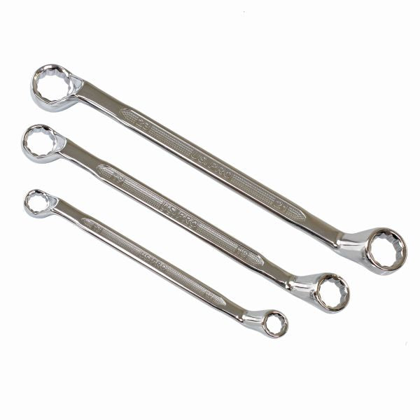 US Pro 10pc Offset Ring Spanners 6-27mm 12 Point Swan Neck Double Box Wrench