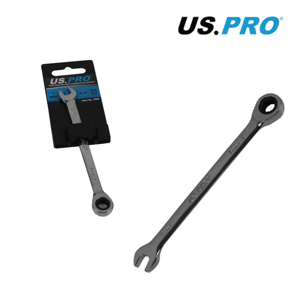 US PRO 7mm Ratchet Spanner Wrench 72 Teeth Combination Gear Polished Chrome