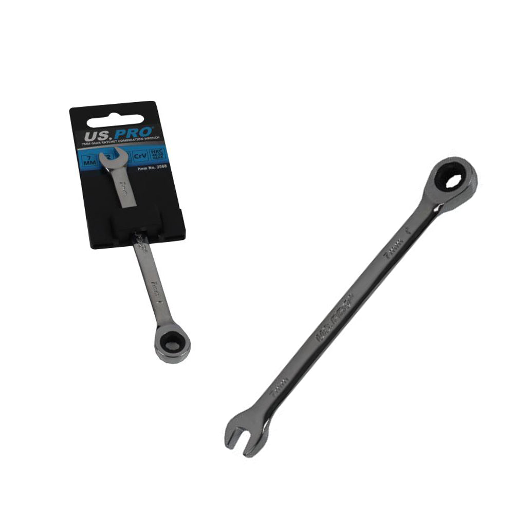 US PRO 7mm Ratchet Spanner Wrench 72 Teeth Combination Gear Polished Chrome