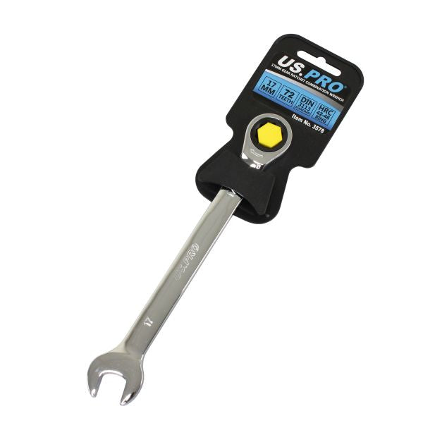 US PRO 17mm Ratchet Spanner Wrench 72 Teeth Open & Ring End Wrench