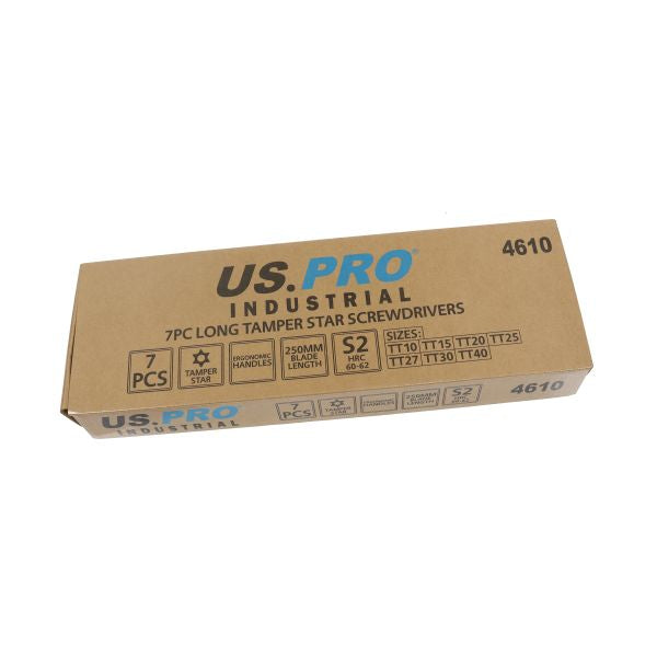 US PRO INDUSTRIAL 7PC Long Tamper Star Screwdrivers T10 to T40