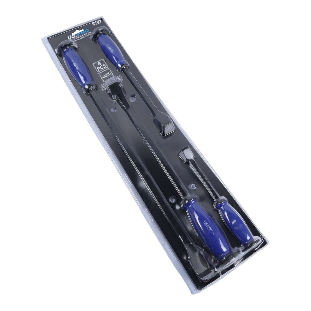 US Pro Industrial 4pc Pry Bar Set with Protective Handle Guard