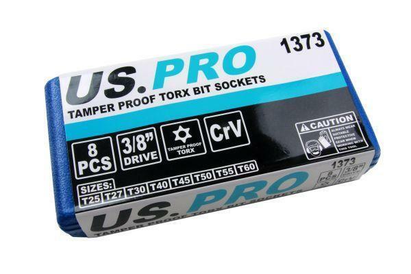 US PRO LONG TORX, STAR BIT SOCKET SET TAMPER PROOF T25 - T60 - Hole Type B1373