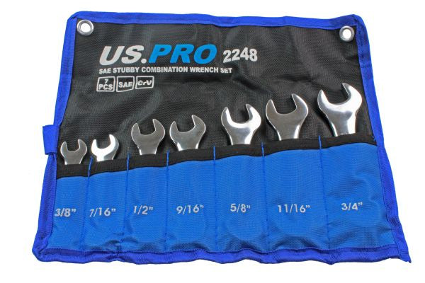 BERGEN 7pc SAE AF STUBBY COMBINATION SPANNER WRENCH SET B1850