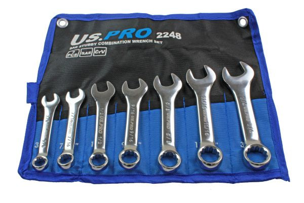 BERGEN 7pc SAE AF STUBBY COMBINATION SPANNER WRENCH SET B1850