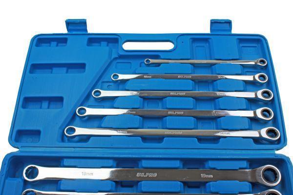 US PRO 10pc Extra Long Double Ring Single Gear Ratchet Spanner Wrench Set B3224