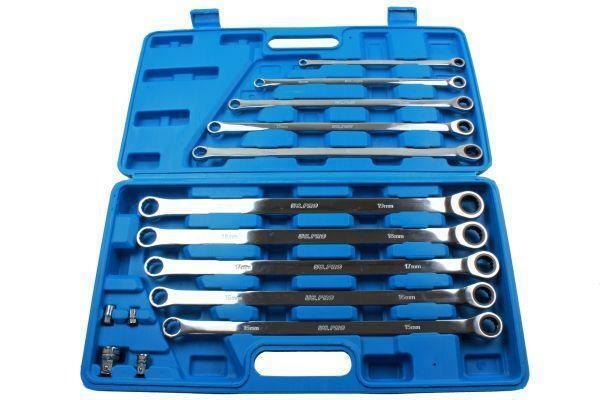 US PRO 10pc Extra Long Double Ring Single Gear Ratchet Spanner Wrench Set B3224