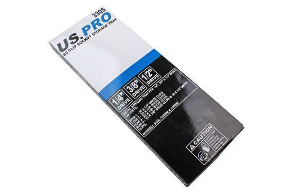 US Pro 80 CLIP METAL SOCKET STORAGE TRAY 1/4'' 3/8'' 1/2 DRIVE B3305