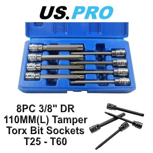 US PRO LONG TORX, STAR BIT SOCKET SET TAMPER PROOF T25 - T60 - Hole Type B1373