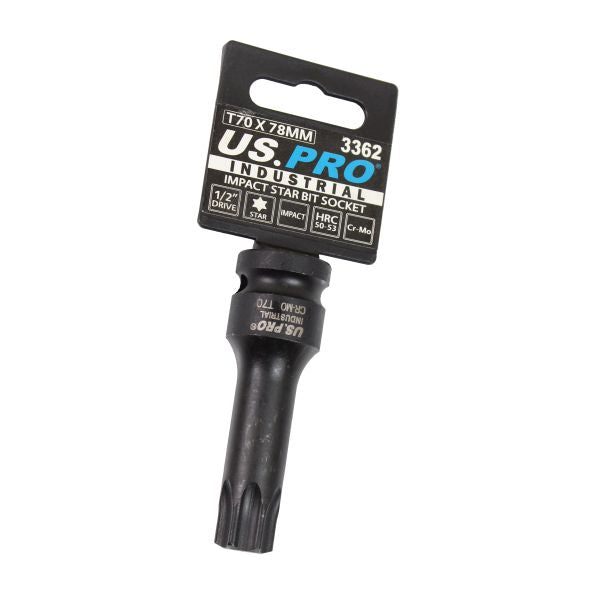 US PRO 1/2'' Dr Impact Torx Star Bit Socket T70 X 78mm trx-star