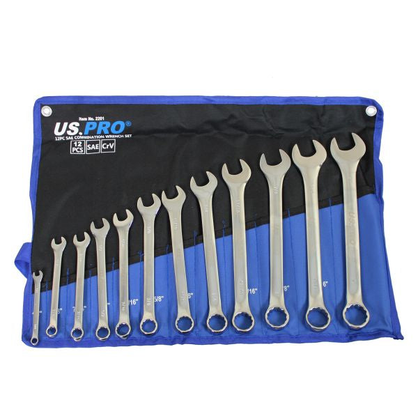 US PRO 11pc SAE/AF COMBINATION SPANNER WRENCH SET 3/8 - 1 B1853 by Bergen