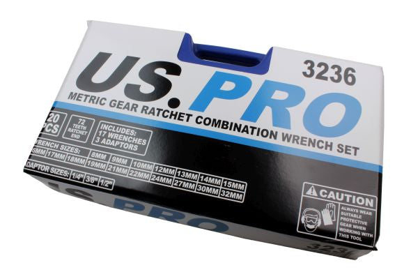 US Pro 17pc Extra Long Ratchet Wrench Spanner Set 8-32mm B3236