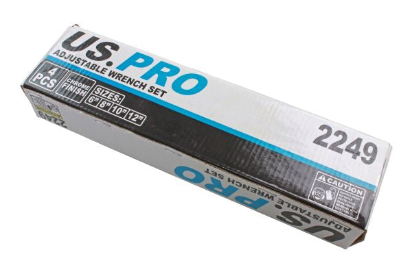 US PRO Tools 4pc Adjustable Wrench/Shifting Spanner Set 6'' 8'' 10'' 12'' Chrome Finish 2249