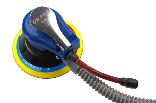 6'' Air Orbital Palm Sander, Sanding, Flexible Inlet Connection Random US Pro Dust Free