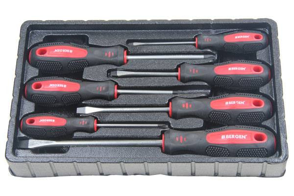 Bergen 7pc Screwdrivers Phillips & Slotted Cushioned Grip