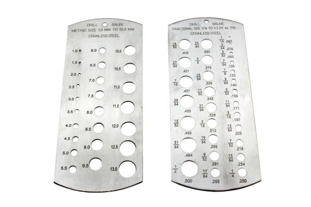 US Pro 2pc Drill Bit Gauge Size Checker Metric, SAE Imperial, Hole Sizer Set