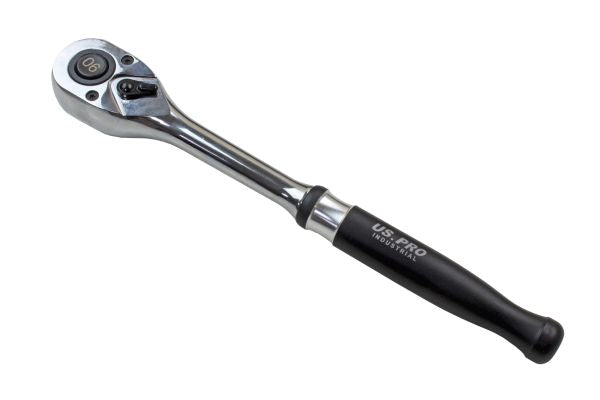 US Pro Industrial 1/2'' drive ratchet handle with a straight, black aluminium handle 90 Teeth