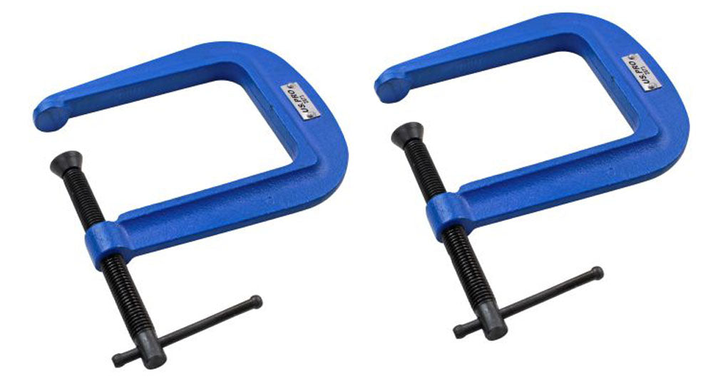 2 x G-Clamp Deep Throat 3 inch 75mm opening x 110mm Heavy Duty depth 4 1/2'' 114mm