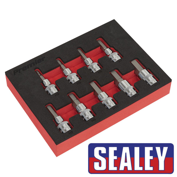 Sealey Hex Allen Key Socket Bit Set 9pc Metric 3/8 Drive EVA Foam Holder AK6240