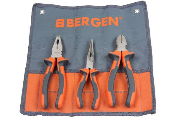 Bergen 3PC 7" PLIERS SET Combination Diagonal Long Nose B1735