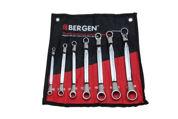 Bergen 7pc 35deg Offset Ring Spanner Set Swan Neck Cranked Box B1852