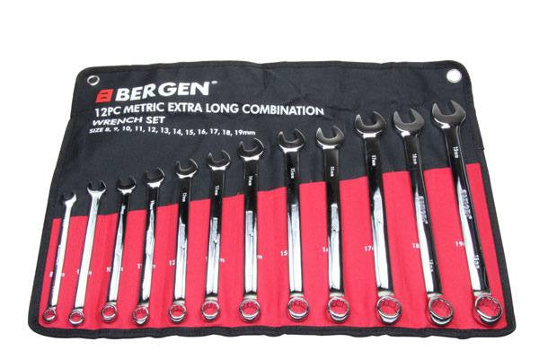 US PRO Professional 12pc Metric Extra Long Combination Spanner Set