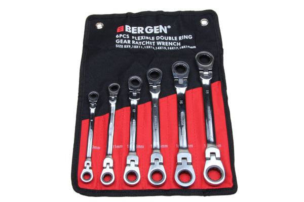 BERGEN 6pc Double Ratchet Flexible Ring Spanner Set 8-19mm Flexi Wrenches B1895