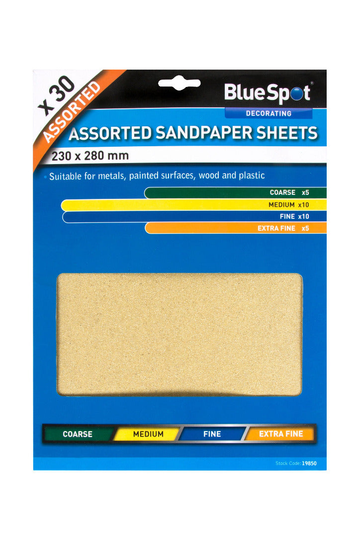 30pc Assorted Sandpaper Sanding Sheets for Metal Wood Plastic Mixed 60-240 Grit
