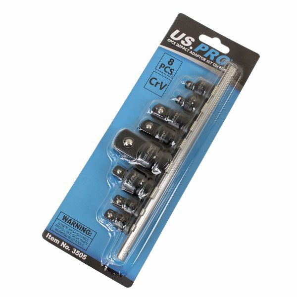 8pc Impact Socket Adaptor Set Step Up / Down Adapters Reducers 1/4'' 3/8'' 1/2'' 3/4''