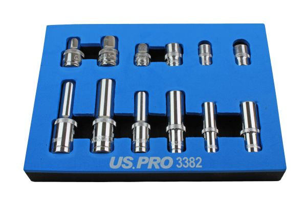 12pc 10mm and 13mm Sockets Deep Shallow 1/4 3/8 1/2inch Drives 6 point