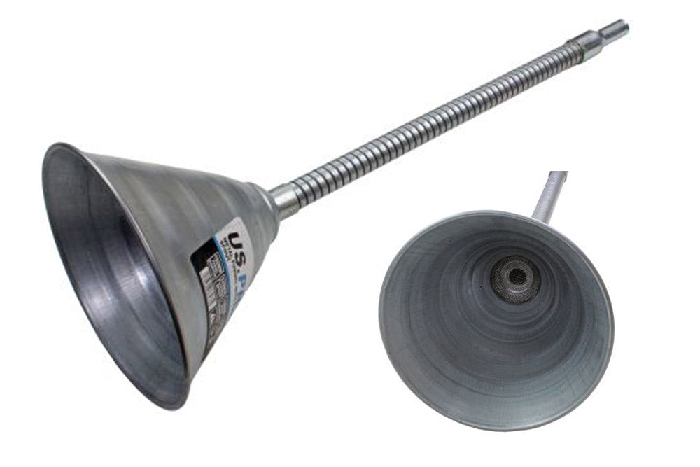 Metal Oil Funnel 150mm With 335mm Long Flexi Pipe Spout Cars Automotive US Pro