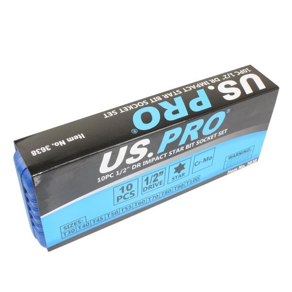 Impact TORX Star Socket Set 1/2'' Drive Long TORX T30 - T100 US Pro