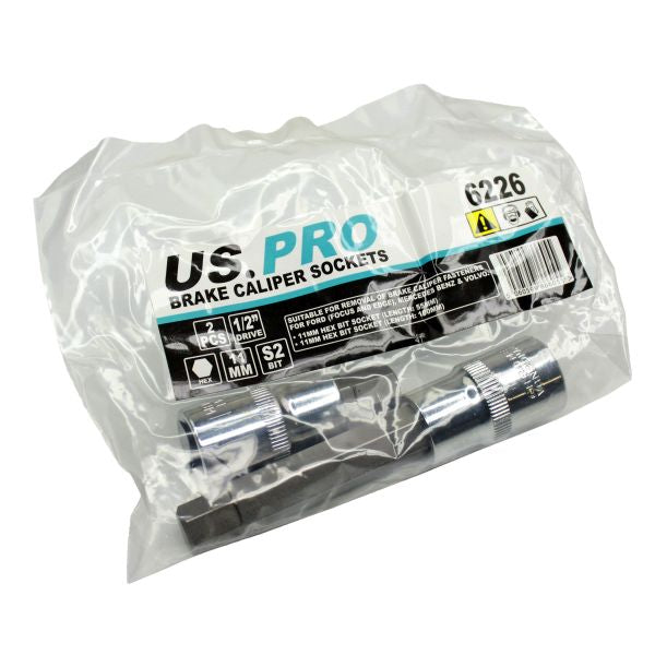 2pc 11mm Hex Allen Bit Brake Caliper Sockets 1/2 dr H11Long Short
