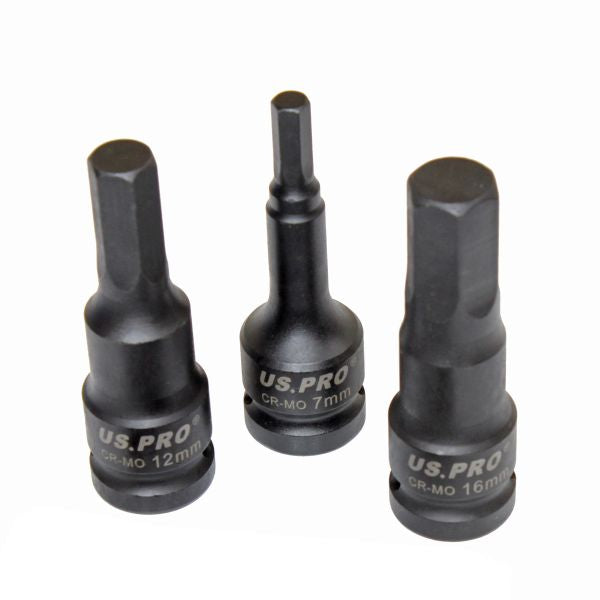 Impact HEX Allen Star Socket Bit Set 1/2'' Drive Long H5-H19 US Pro