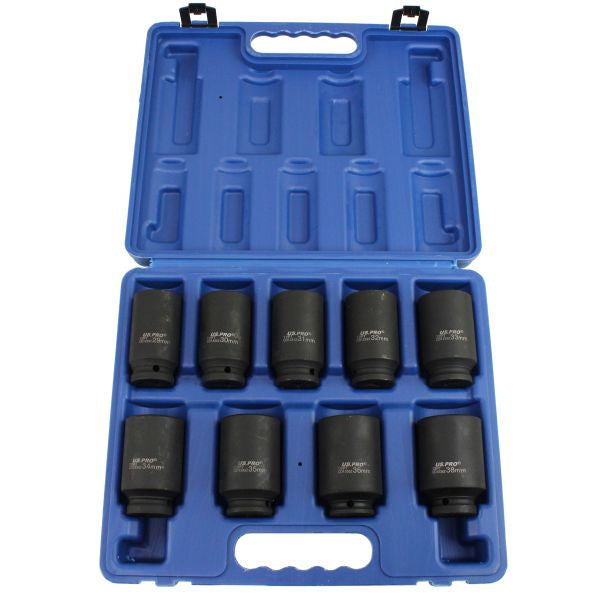 9pc 12 Point Deep Iimpact Socket Set Axle Hub Nut 1/2''Dr Thin Wall Drive Shaft Socket
