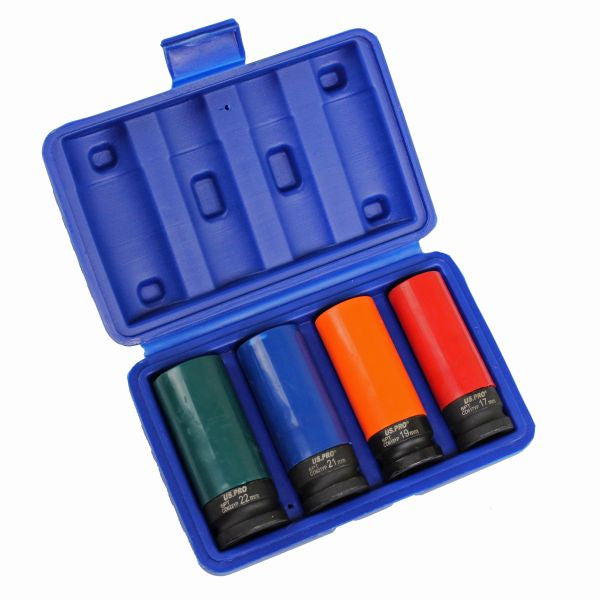 US Pro 3PC 1/2''Dr Deep Impact Sockets for Alloy Wheels 17 19 21mm