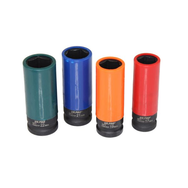US Pro 3PC 1/2''Dr Deep Impact Sockets for Alloy Wheels 17 19 21mm