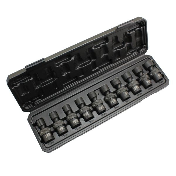 10pc 3/8? Dr Swivel Impact Shallow Sockets 360� 10-19mm US PRO Industrial