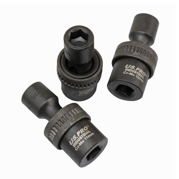 10pc 3/8? Dr Swivel Impact Shallow Sockets 360� 10-19mm US PRO Industrial