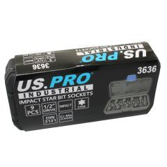 US PRO INDUSTRIAL 9pc 1/2'' dr Impact Torx Star Bit Sockets, Socket Set