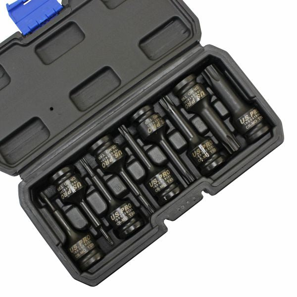 US PRO INDUSTRIAL 9pc 1/2'' dr Impact Torx Star Bit Sockets, Socket Set