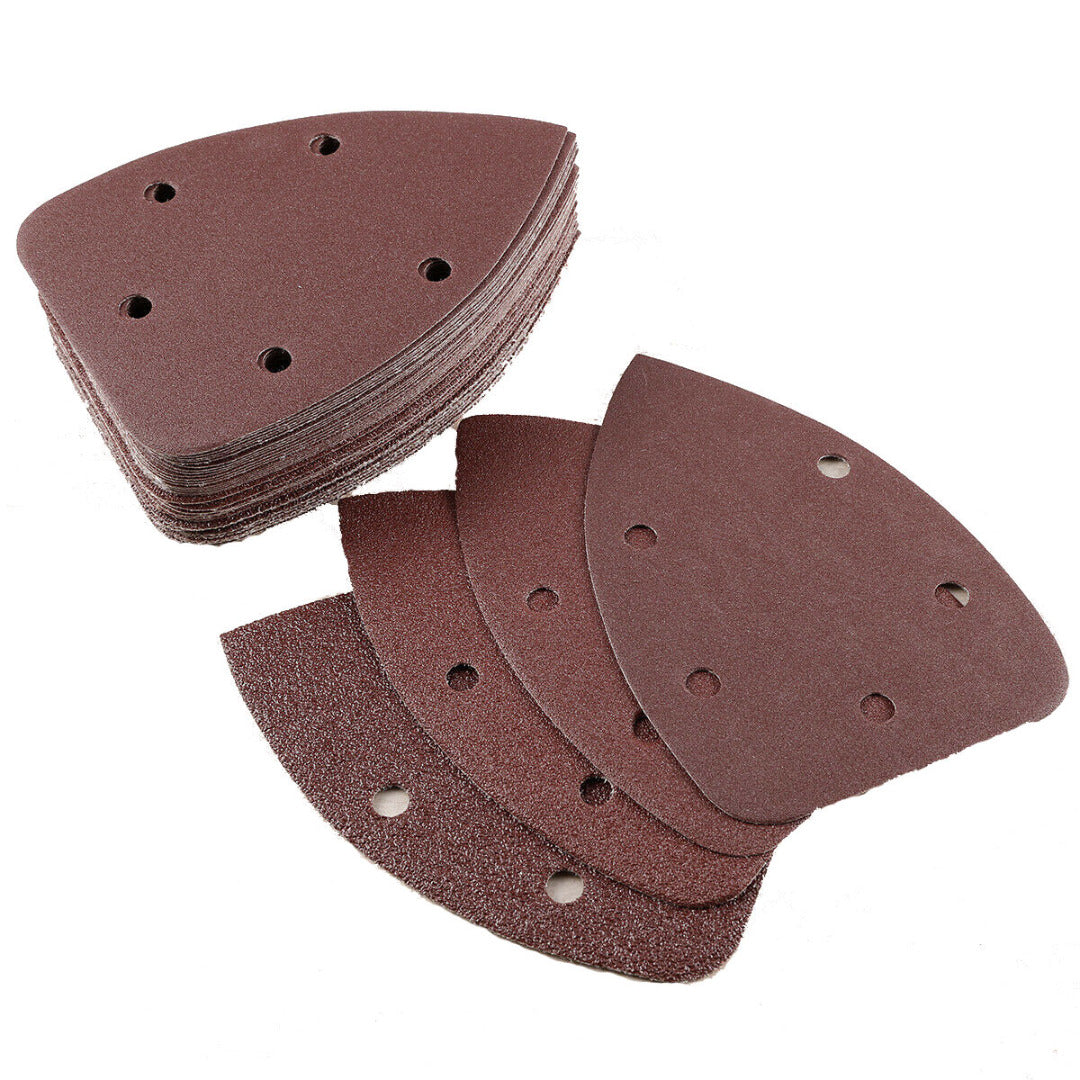 140mm Hook/Loop Sanding Abrasive Discs Pads Sanding Triangle 50 PK Mixed Grit 40, 80,120,180, 240