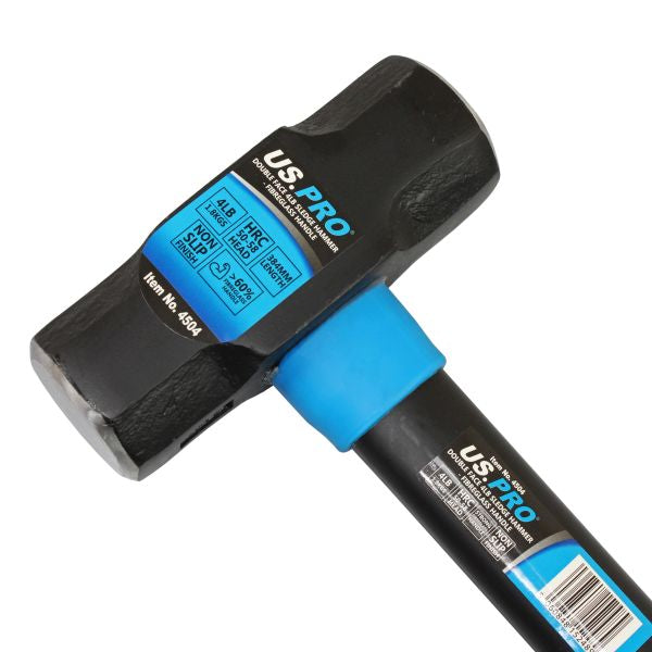 US Pro Double Face 4LB Sledge Hammer Fibreglass Handle Lump 1.8kg