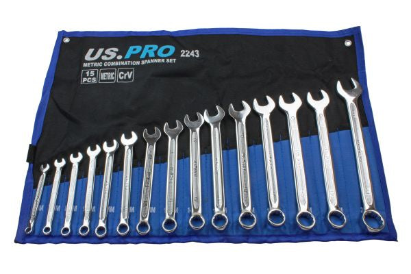 US Pro 14pc METRIC COMBINATION SPANNER SET 6mm to 26mm wrench in roll