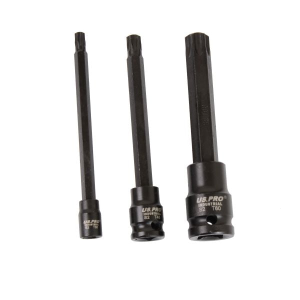 US PRO Industrial Long Reach Torx Bit Impact Socket Set T6 to T70 Star TRX