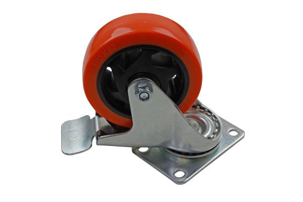 100mm Swivel Castors With Brake Rubber Wheel, Double Ball Bearing