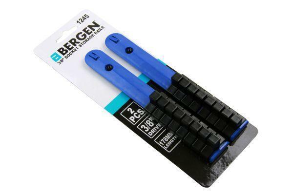 BERGEN 2PC 3/8 DRIVE SOCKET STORAGE RAILS - 16 CLIPS B1245