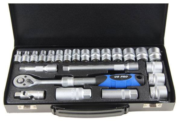 US PRO 24pc 3/8"dr Socket Set Extendable Ratchet 6-24mm
