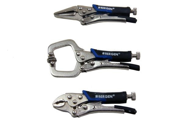 BERGEN 3Pc Mini Vice Locking C Clamp & Pliers with Grips Mole B1796